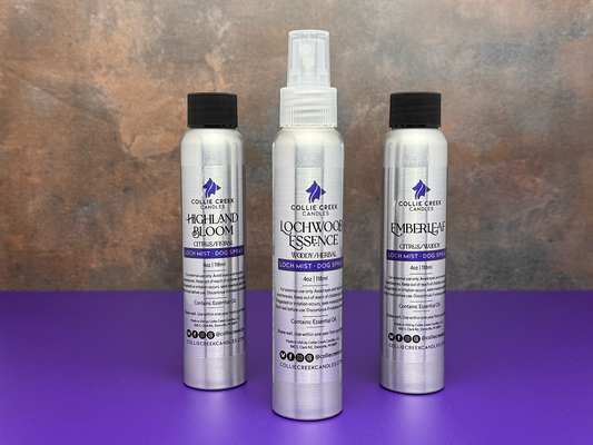 3 aluminum spray bottles labeled with their scents